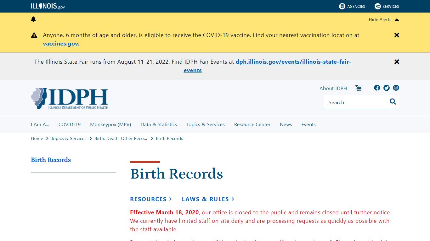Birth Records - Illinois